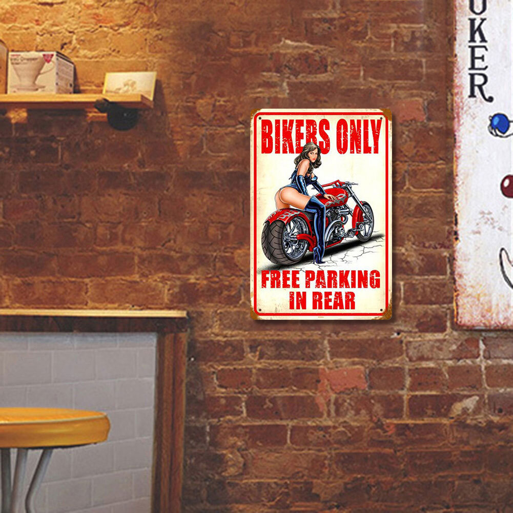 Sexy Motorcycle Girl Vintage Iron Picture Rectangular Metal Plate Sign ...