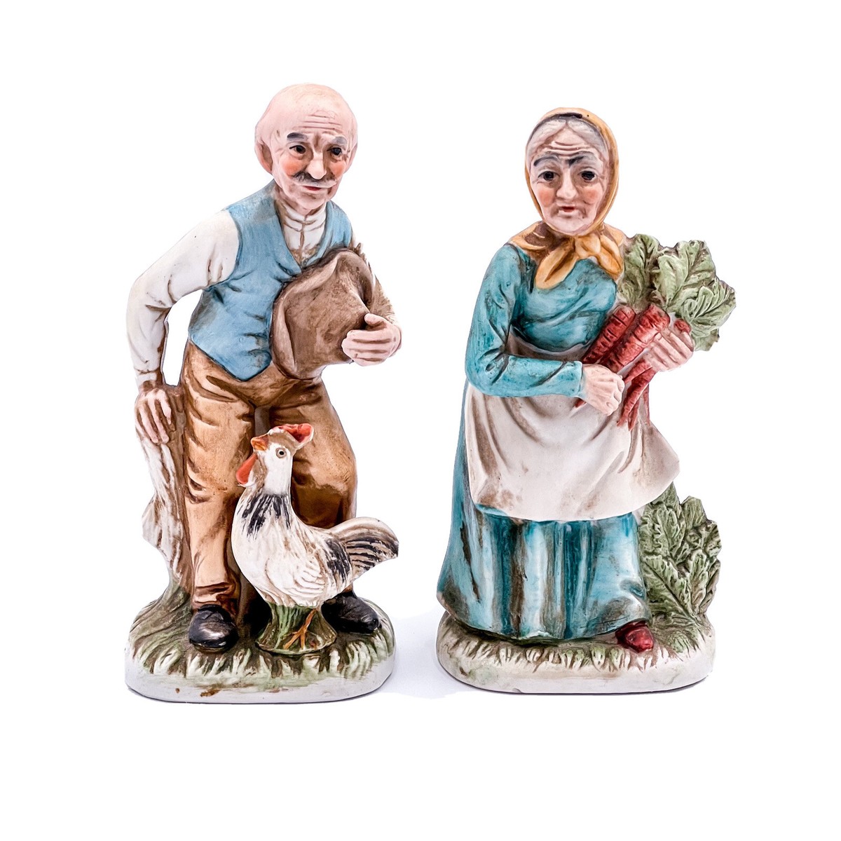 2x Vintage Keramik Figuren „Bauer & Bäuerin“ handgemalt (14 cm Höhe)