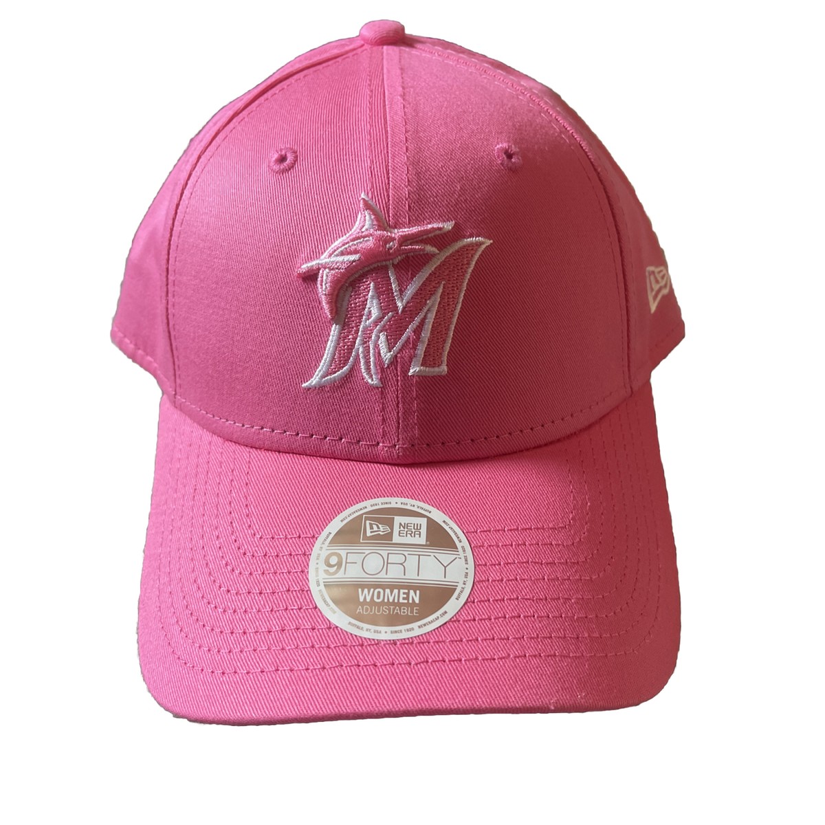 Florida Marlins MLB Pop Pink Sporty New Era 9Forty Womens Adjustable Cap