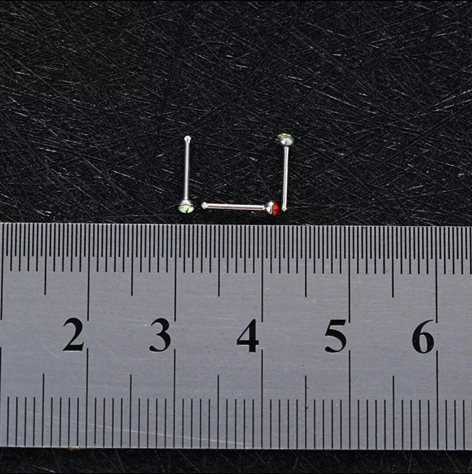 Lote de 20 piezas de anillos de nariz de plata con forma de pasador de acero quirúrgico tachuelas transparentes de 20G Foto 4 de 4