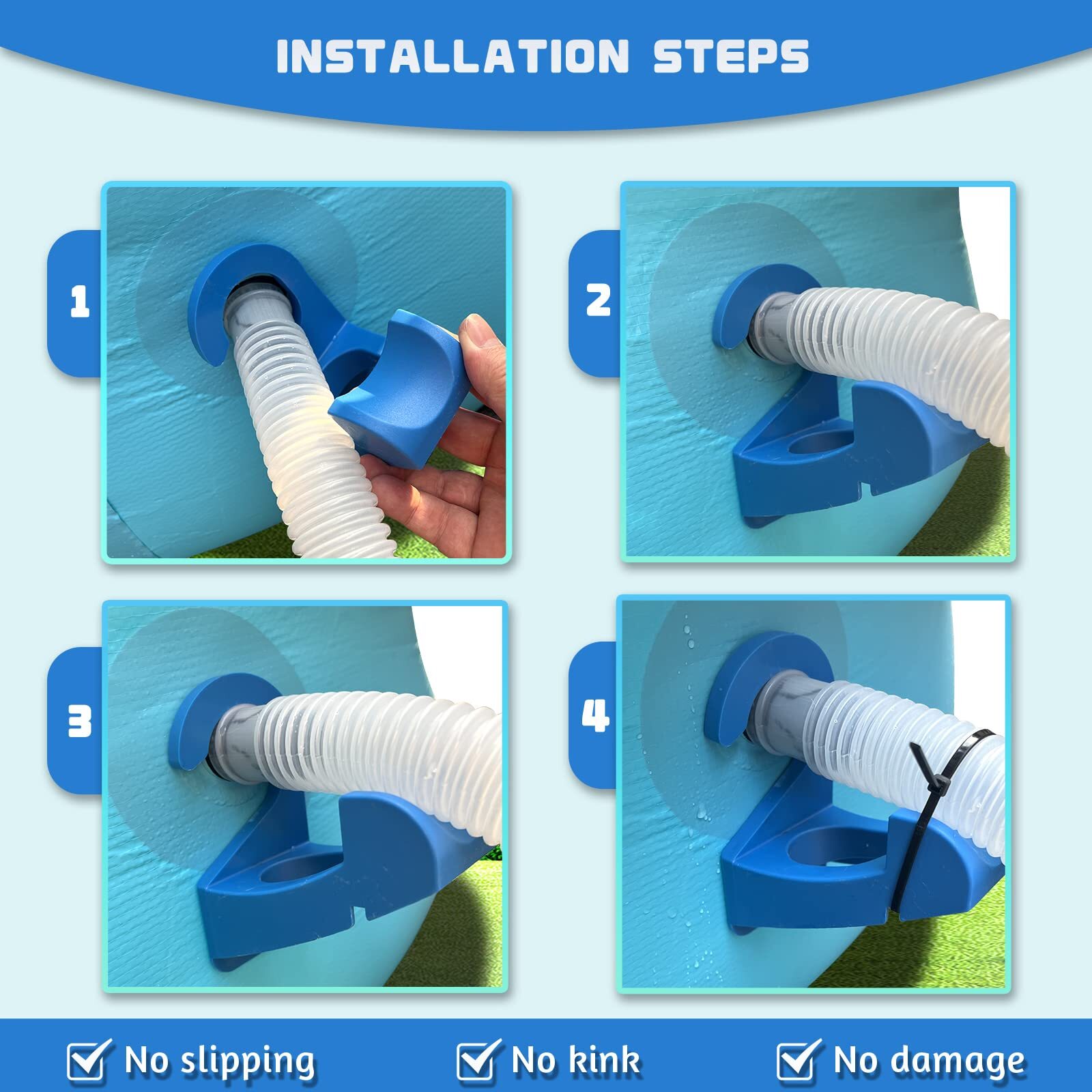 2Pc Swimming Pool Hose Holder Pipe Clips For Above Ground Fit Intex ...