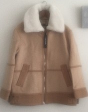 Elie Tahari Faux Fur Detachable Collar Wool Jacket Adjustable Buckles Size L Nwt