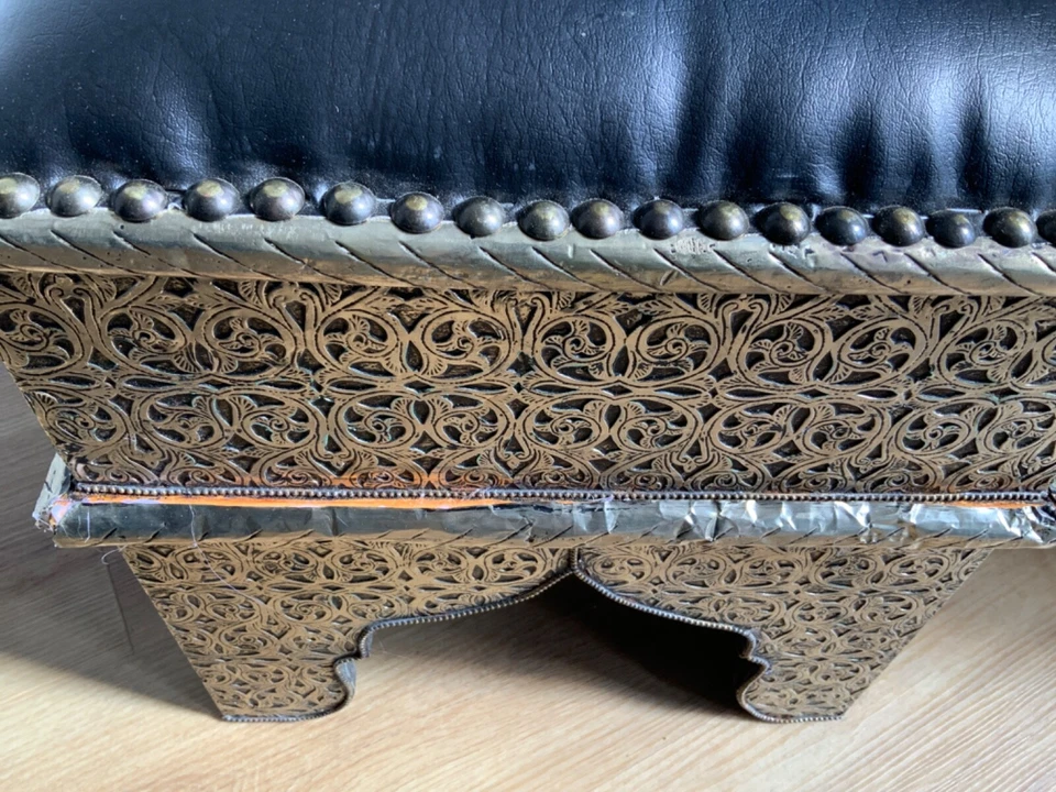 Moroccan Leather Hand Made Stool - Image 4 of 4