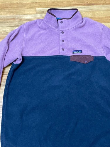 Patagonia Synchilla Snap-T Sweatshirt Women's XL Purple Fleece Colorblock Lined - Picture 3 of 10