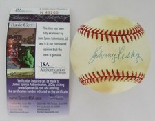 Johnny Pesky Signed OAL Bobby Brown Ball Boston Red Sox JSA 
