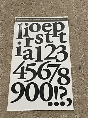 5 Sheets Vintage American Crafts Black Letters Number And Symbols Stickers
