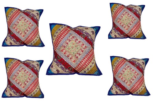 KISSENBEZUG ZARI AUFNÄHER ARBEIT HANDBESTICKT GRÖSSE 16"" X 16"" USA VERKÄUFER - Bild 22 von 25