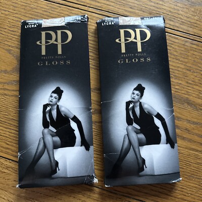 PRETTY POLLY 2 PAIR GLOSS BAMBOO COLOUR TIGHTS SIZE 42 - 46  LARGE NEW