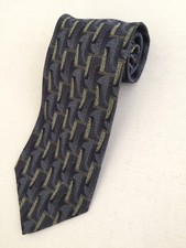 DANIEL CRAIG Navy Gray Geometric Italia Silk Tie 3.75" x 59" Made in Italy