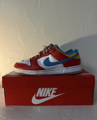 Size 9.5 - Nike Dunk Low x LeBron James x Fruity Pebbles Red