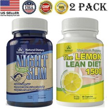 Night Slim Body Burner Caps Lemon Lean Diet 1500MG Fat Burner Pills Combo Pack