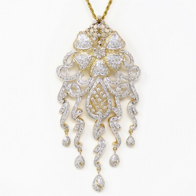NYJEWEL 14k Gold großer 9ct ausgefallener farbiger & weißer Diamant Kronleuchter Anhänger