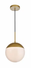 Elegant Lighting LD6036BR Eclipse 10" Wide Pendant Light w Frosted Glass - Brass