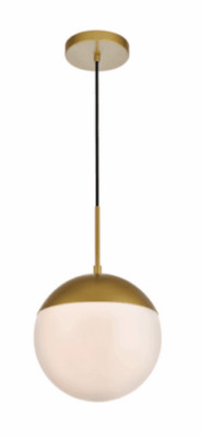 Elegant Lighting LD6036BR Eclipse 10'' Wide Pendant Light w Frosted Glass - Brass