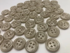 Vtg Marbled Beige and White 4-Hole Button w/ Raised Edge 15mm Lot of 6 D803