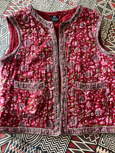 Kani The Vogue by Rockford 70s Vintage Red Indian Cotton Quilted Waistcoat Gilet - Picture 20 of 24