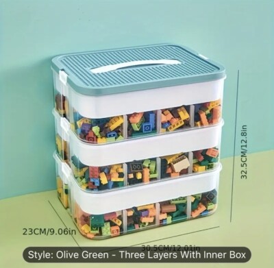 Plastic Stackable Toy Storage Organizer Bin for Lego Blocks Lids Included