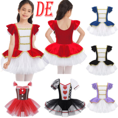 DE Mädchen Ballettanzug Tanzkleid mit Tutu Rock Zirkus Direktor Cosplay Outfit