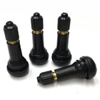 TR413 SNAP-IN TIRE VALVE STEMS WITH CAPS BLACK RUBBER (4pcs) RUBBER Type