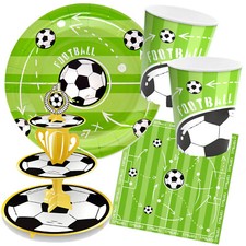 FUSSBALL - Geschirr Deko Mitgebsel zu Fußball Kindergeburtstag WM EM Party Set