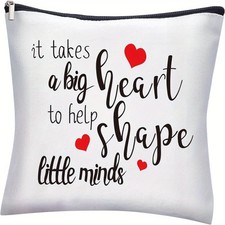 1pc Canvas bag Multipurpose Travel Toiletry Pouch with Zipper Heart Pattern