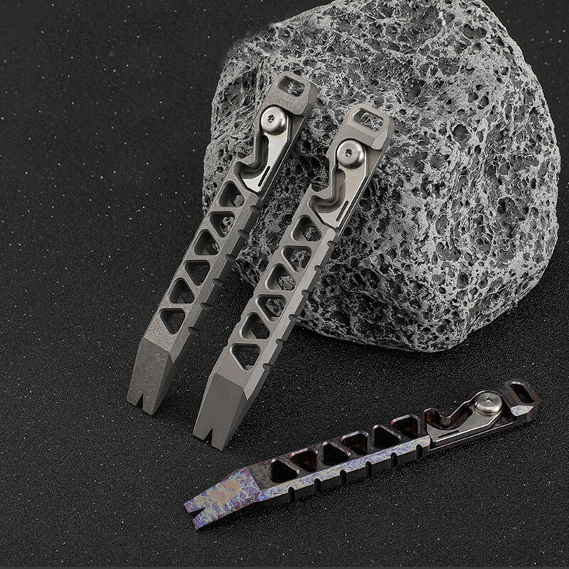 Solid Titanium Alloy Multi EDC Tools Pry Bar Pocket Crowbar Opener Screwdriver