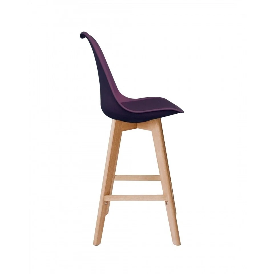 Fusion Living Soho Aubergine Kunststoff Barhocker Mit Hellen Holzbeinen - 4 Set - Bild 3 von 4
