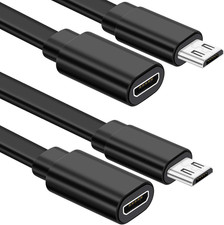 2 Pack Micro USB Extension Cable 10 Ft/ 3 Male to Female Extender Cord Compatib