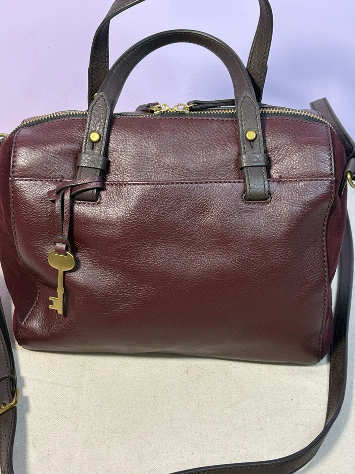 Bolso Bandolera de Cuero Fossil Rachel Hombro Borgoña Higo Guijarro Foto 2 de 4