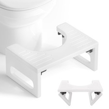 AmazerBath Bamboo Toilet Stool, 7 Inches Foldable 7 Inch Foldable , White
