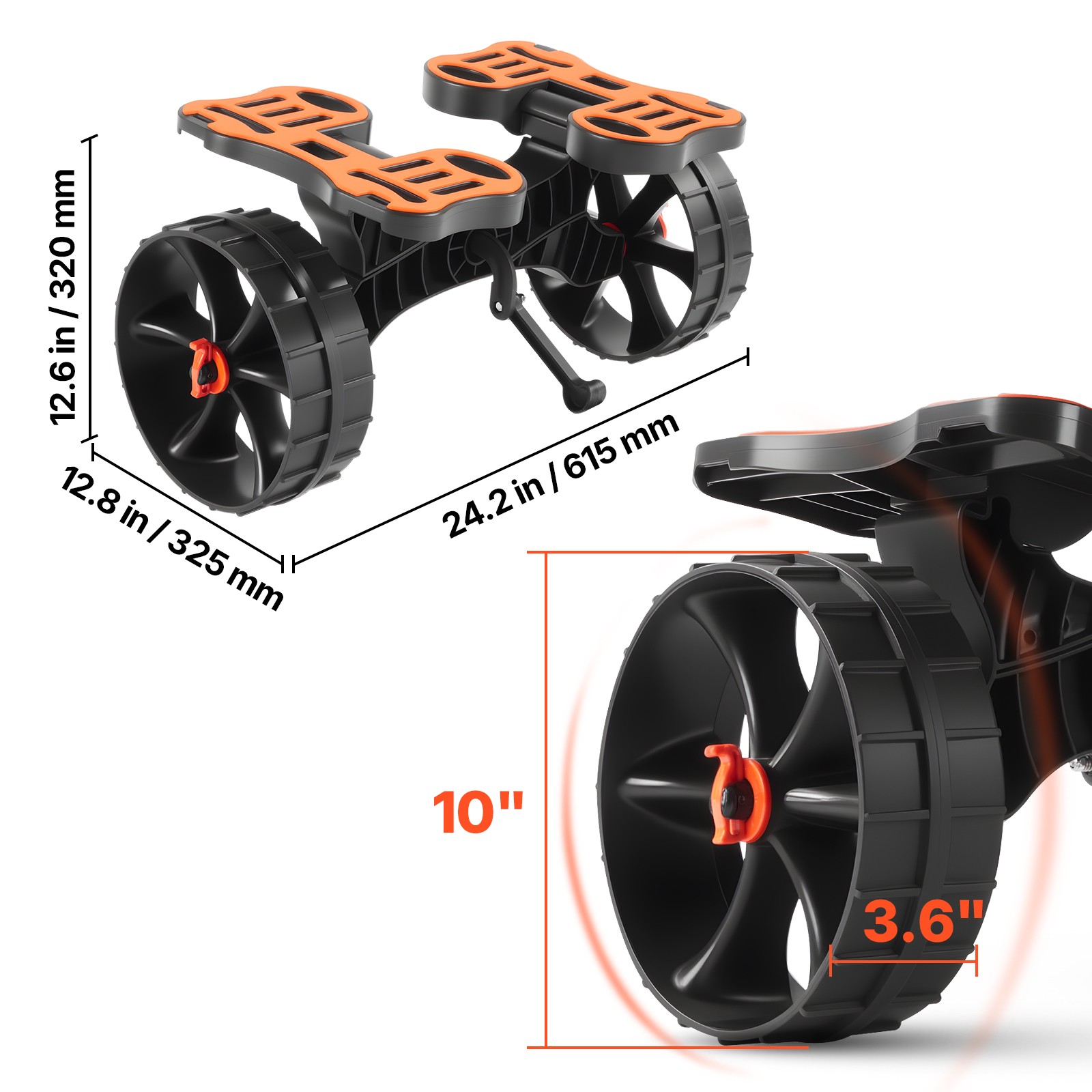 300lb Foldable Kayak Cart 10inch SolidRubber Tires MultiLayer 1RatchetStrap