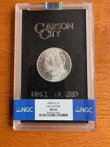 1884 CC Morgan Silver Dollar Uncirculated GSA HOARD  MS 63