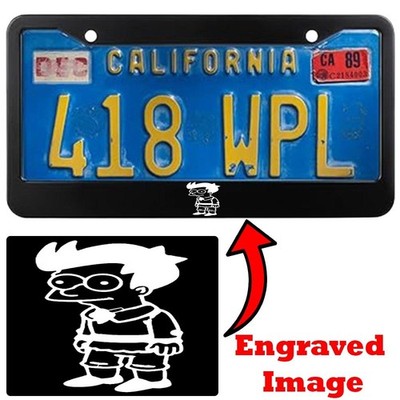 Engraved Black License Plate Frame - Fry Futurama #6