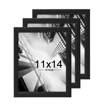 KTKDE 11x14 Picture Frame Set of 3,Black Wooden frames, Vertical & Horizontal Wa