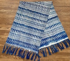 Antique Mayan Hand-woven Indigo Silk Ikat Rebozo/Shawl Suchitepequez, Guatemala