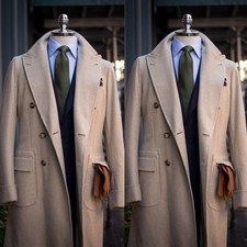 Cashmere Men's Overcoat Double Breasted Formal Wedding Outdoor Warm Long Coat