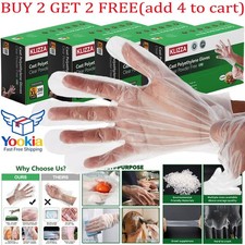 Clear Plastic Food Service Gloves - 4 Sizes - Disposable Kitchen Embossed Poly