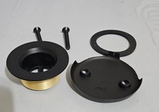 Black bathtub Drain Kit Lift turn Overflow cover w/ screws