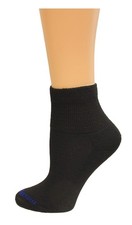 MediPeds Ladies Non-Binding Half Cushion Quarter Crew Socks, Medium, Black