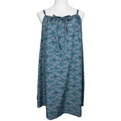 BDG Urban Outfitters Fish Print Mini Dress Grey Teal Cotton Size XL NWT