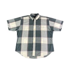 Christian Dior Monsieur Plaid Short Sleeve Button Up Shirt Mens Size L Cotton
