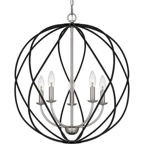 Quoizel BYN2824 5 Light 24"W Taper Candle Multi Light Pendant - Nickel - Picture 1 of 12