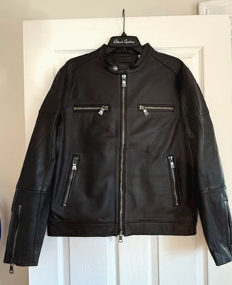 ROBERT GRAHAM 'Lanson' Black Leather Jacket Size M $698 - NEW WITH
