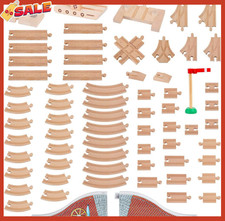 Wooden Train Track Lot Railway Set Thomas The Train Brio Accessories 68-Piece
