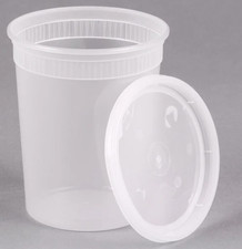 32 oz Round Plastic Food Storage Containers Tub with Lids Pack of 72