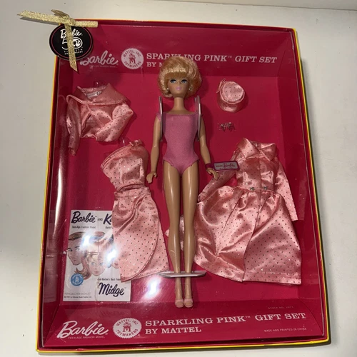Sparkling Pink Barbie Doll Gift Set 50th Anniversary Reproduction Gold Label NIB