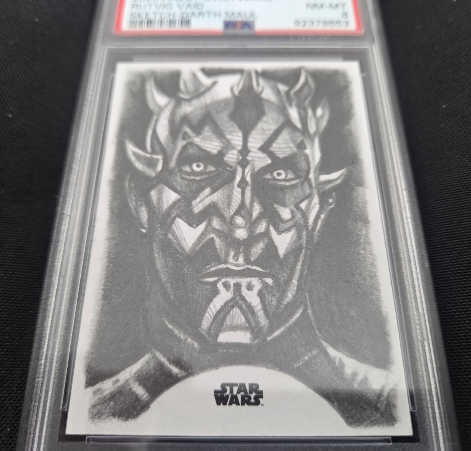 2023 Topps Star Wars Finest Sketch Darth Maul Rutvig Vaid Card PSA 8 1/1 view 4