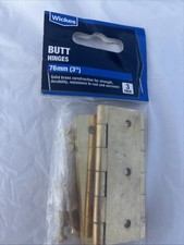 Image of Wickes 3”/76mm Solid Brass Butt Hinge - 3 Pack