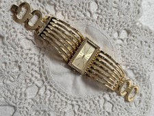 Gold Women's Quartz Analog Dress Watch Bracelet Rectangular Polished Metal