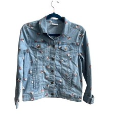 Disney Minnie Mouse Denim Jacket Womens XS Blue Light Wash Disneycore Trucker